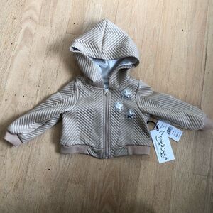 Hooded Beige gold sweatshirt hoodie jacket with Star Accents